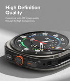 Galaxy Watch Ultra | Slim Extend & Glass - A screen protector being applied to a Galaxy Watch Ultra with a digital face.