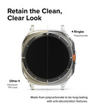 Galaxy Watch Ultra | Slim Extend & Glass - Comparison of a clear Ringke polycarbonate case vs. a discolored TPU case.