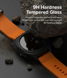 Galaxy Watch Ultra | Slim Extend & Glass - A Galaxy Watch Ultra with an orange band under a large rock, highlighting 9H tempered glass screen protection.