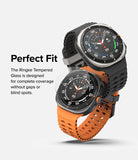 Galaxy Watch Ultra Screen Protector | Glass - R10 - Galaxy Watch Ultra Screen Protector - Two Galaxy Watch Ultra smartwatches with a tempered glass layer being applied.