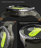 Galaxy Watch 7 40mm | Bezel Styling Premium & Glass - Close-up views of watch bezel, buttons, and sensor compatibility.