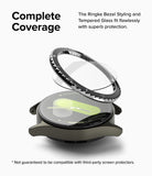 Galaxy Watch 7 40mm | Bezel Styling Premium & Glass - Bezel and screen protector hovering above a Galaxy Watch 7.