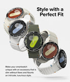 Galaxy Watch 7 40mm | Bezel Styling Premium & Glass - Four Galaxy Watch 7 units with varied bezel styles and watch faces.
