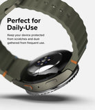 Galaxy Watch 7 40mm | Bezel Styling Premium & Glass - Olive green watch with protective bezel and strap on white background.
