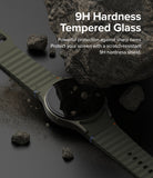 Galaxy Watch 7 40mm | Bezel Styling Premium & Glass - Smartwatch with protective glass under a large rock on dark surface.