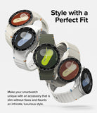 Galaxy Watch 7 40mm | Bezel Styling Premium & Glass - Four Galaxy Watch 7 units with decorative bezels and straps.