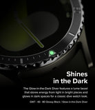 Galaxy Watch 7 40mm | Bezel Styling Premium & Glass - Close-up of a black watch bezel with a glowing green lume marker.