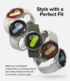 Galaxy Watch 7 (40mm) | Bezel Styling & Glass - Four Galaxy Watch 7 units with varied bezel colors and watch faces.