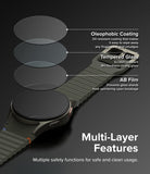 Galaxy Watch 7 (40mm) | Bezel Styling & Glass - Galaxy Watch 7 (40mm) | Exploded view of screen protector layers showing oleophobic coating, tempered glass, and AB film.