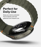 Galaxy Watch 7 (40mm) | Bezel Styling & Glass - Olive green smartwatch with textured band and metallic bezel.