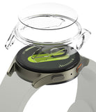 Galaxy Watch 7 (44mm) | Slim & Glass - A clear protective case and screen glass hovering above a Galaxy Watch 7.