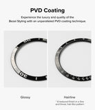 Galaxy Watch 7 (44mm) | Bezel Styling & Glass - Comparison of glossy and brushed hairline PVD coated watch bezels.