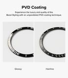 Galaxy Watch 7 44mm | Bezel Styling Premium & Glass - Comparison of glossy and hairline PVD coated watch bezels.