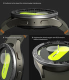 Galaxy Watch 7 44mm | Bezel Styling Premium & Glass - Three close-up views highlighting bezel fit, buttons, and sensors.