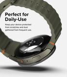 Galaxy Watch 7 44mm | Bezel Styling Premium & Glass - Olive green smartwatch with textured band and protective bezel.