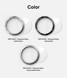 Galaxy Watch 7 (44mm) | Bezel Styling & Glass - Three sets of watch bezels and tempered glass screen protectors in silver, black, and glossy silver finishes.