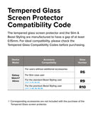 Galaxy Watch 7 44mm Screen Protector | Glass - R6 - Compatibility chart for Galaxy Watch 7 44mm showing R6, R9, and R10 glass codes.