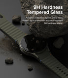 Galaxy Watch 7 40mm Screen Protector | Glass - R4 - Smartwatch with tempered glass screen protector near jagged rocks.