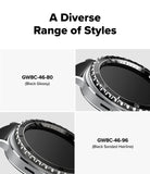 Galaxy Watch 8 Classic 46mm | Bezel Styling Premium - Two close-up views of black glossy and sanded hairline bezels.