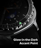 Galaxy Watch 8 Classic 46mm | Bezel Styling Premium - Close-up of a watch bezel with a glowing green triangle accent.