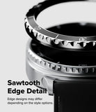 Galaxy Watch 8 Classic 46mm | Bezel Styling Premium - Close-up of a metallic watch bezel with a sawtooth edge design.