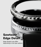 Galaxy Watch 8 Classic 46mm | Bezel Styling Premium - Close-up of a metallic watch bezel with a sawtooth edge design.