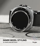Galaxy Watch 8 Classic 46mm | Inner Bezel Styling - Silver metallic inner bezel ring being applied to a smartwatch.