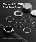 Galaxy Watch 8 Classic 46mm | Inner Bezel Styling - Stainless steel inner bezel rings arranged near a smartwatch.