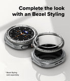 Galaxy Watch 8 Classic 46mm | Inner Bezel Styling - Silver smartwatch with a metallic bezel ring hovering above the display.
