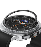 Galaxy Watch 8 Classic 46mm | Inner Bezel Styling - A black inner bezel ring hovering above a silver smartwatch face.
