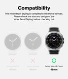 Galaxy Watch 8 Classic 46mm | Inner Bezel Styling - Compatibility chart showing the 46mm model is the only supported fit.