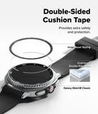 Galaxy Watch 8 Classic 46mm | Inner Bezel Styling - Exploded view showing bezel, cushion tape, and watch assembly.