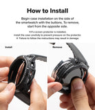 Galaxy Watch 8 Classic 46mm Case + Band | Rugged Gear - Galaxy Watch 8 Classic 46mm Case + Band - Instructional graphic showing hands installing and removing a rugged case.