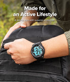 Galaxy Watch 8 Classic 46mm Case + Band | Rugged Gear - Galaxy Watch 8 Classic 46mm Case + Band - Rugged black watch case on a wrist with a blue digital clock face.