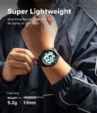Galaxy Watch 8 Classic 46mm Case + Band | Rugged Gear - Galaxy Watch 8 Classic 46mm Case + Band - Rugged black watch case on a wrist with text highlighting lightweight design.