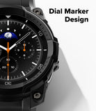 Galaxy Watch 8 Classic 46mm Case + Band | Rugged Gear - Galaxy Watch 8 Classic 46mm Case + Band - Close-up of a rugged black watch case with a detailed analog dial display.