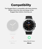 Galaxy Watch 8 Classic 46mm Case + Band | Rugged Gear - Compatibility chart showing Galaxy Watch 8 Classic 46mm is supported.