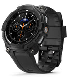 Galaxy Watch 8 Classic 46mm Case + Band | Rugged Gear - Galaxy Watch 8 Classic 46mm Case + Band - Rugged black protective case and silicone strap on a smartwatch.