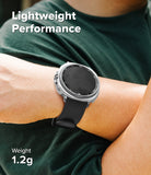 Galaxy Watch 8 Classic 46mm Case | Slim - Silver slim watch case on a wrist with black strap, text Lightweight Performance.