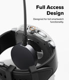 Galaxy Watch 8 Classic 46mm Case | Slim - Clear protective case on a smartwatch being charged by a magnetic cable.