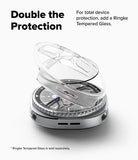 Galaxy Watch 8 Classic 46mm Case | Slim - A clear protective watch case hovering above a silver Galaxy Watch 8.