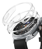 Galaxy Watch 8 Classic 46mm Case | Slim - Transparent protective case hovering above a Galaxy Watch with black strap.
