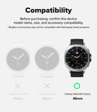 Galaxy Watch 8 Classic 46mm Screen Protector | Tempered Glass Pro - Compatibility chart showing 46mm model is compatible, others are not.