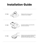 Galaxy Watch 8 Classic 46mm Screen Protector | Tempered Glass Pro - Steps 4-6 of installation guide showing pressing, removing tray, and squeegeeing.