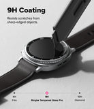 Galaxy Watch 8 Classic 46mm Screen Protector | Tempered Glass Pro - A utility knife blade touches a smartwatch screen to show 9H scratch resistance.