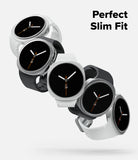 Galaxy Watch 9 / 8 44mm Case | Slim - Five slim-fit smartwatches arranged diagonally on a light gray background, with black watch faces and white or dark gray bands. The text 'Perfect Slim Fit' appears in the top right.