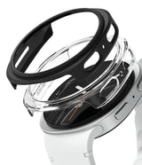 Galaxy Watch 9 / 8 44mm Case | Slim - A smartwatch shown with a clear protective case and a black inner ring or strap component, photographed on a clean white background.