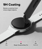 Galaxy Watch 8 44mm Screen Protector | Tempered Glass Pro - A utility knife scrapes a Galaxy Watch screen protected by 9H tempered glass.