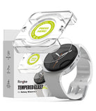 Galaxy Watch 8 44mm Screen Protector | Tempered Glass Pro - Smartwatch with a transparent case and packaging labeled 'Ringke TemperedGlass' on a white background