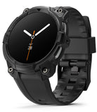 Galaxy Watch 9 / 8 44mm Case + Band | Rugged Gear - Galaxy Watch 8 44mm Case + Band - Black rugged protective watch case and textured silicone strap on a smartwatch.